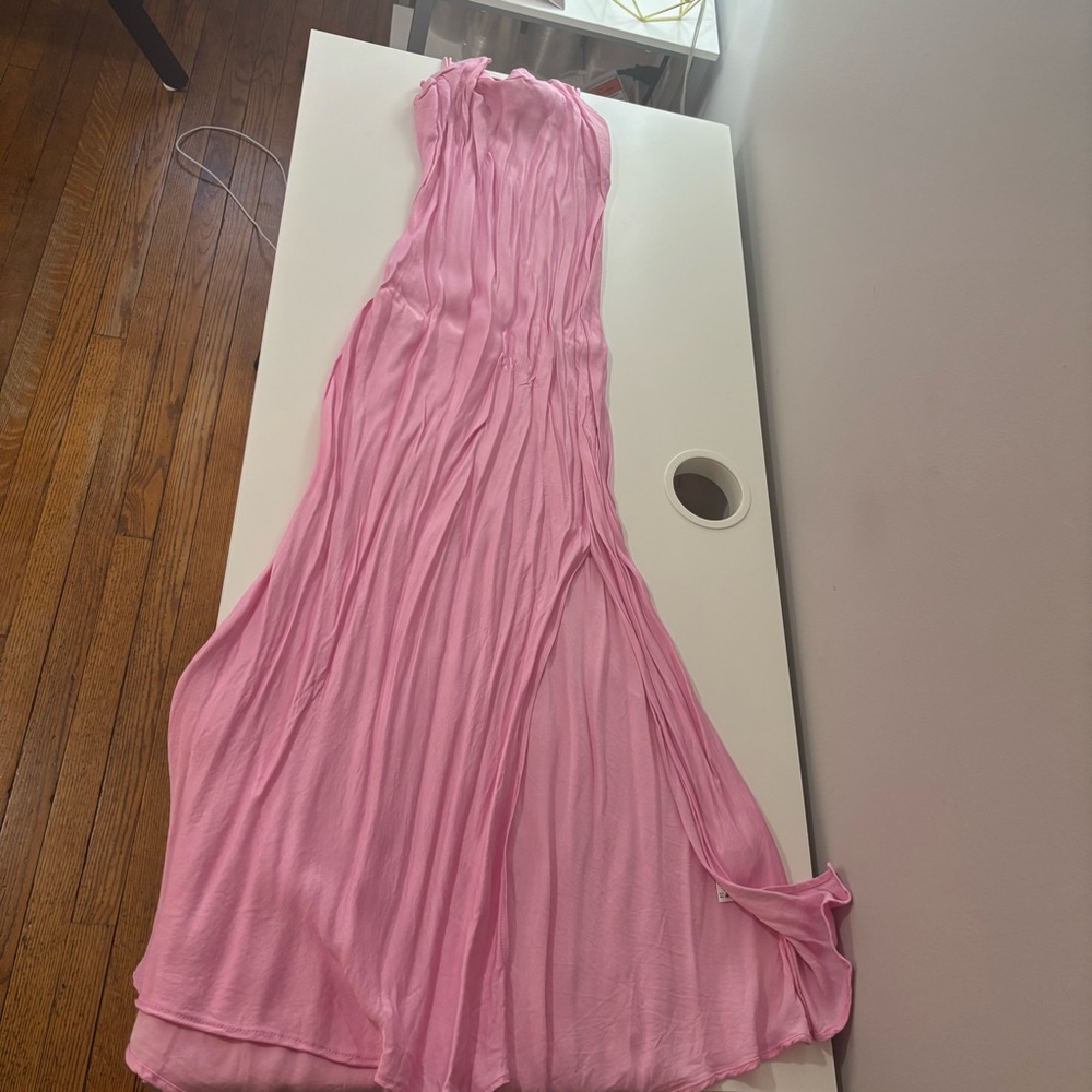 Elegant Pink Maxi Silky Dress